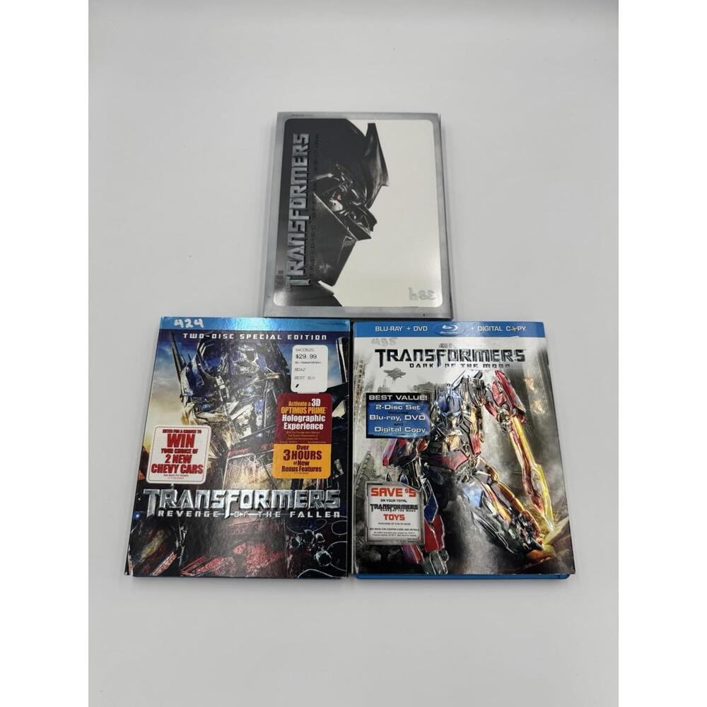 Transformers Blu-ray DVD Lot of 3 Movies Revenge Fallen Dark Moon 2007 Holo Mint
